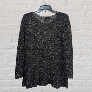 Eileen Fisher Italian Yarn Open Knit Sweater Black Marble Women’s XS